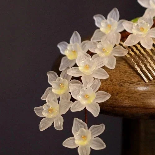 Hanfu Hair Comb Flower Side Clip Updo Hair Accessory Chinese Style Headpiece 07FC0E-D4 - KOEEK [1]