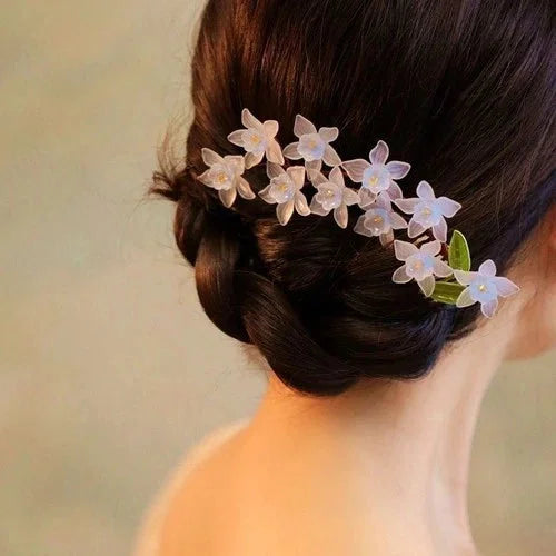 Hanfu Hair Comb Flower Side Clip Updo Hair Accessory Chinese Style Headpiece 07FC0E-D4 - KOEEK [2]