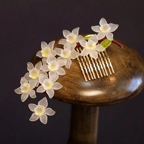 Hanfu Hair Comb Flower Side Clip Updo Hair Accessory Chinese Style Headpiece 07FC0E-D4 - KOEEK [4]