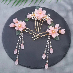 Hanfu Tassel Hair Clip Set Vintage Chinese Side Clips Headpiece Accessories 07FC0E-D4 - KOEEK [2]