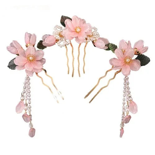 Hanfu Tassel Hair Clip Set Vintage Chinese Side Clips Headpiece Accessories 07FC0E-D4 - KOEEK [5]