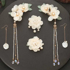 Hanfu Tassel Hair Clip Set Vintage Chinese Updo Side Clip Hair Accessory 07FC0E-D4 - KOEEK [1]