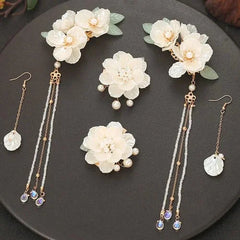 Hanfu Tassel Hair Clip Set Vintage Chinese Updo Side Clip Hair Accessory 07FC0E-D4 - KOEEK [2]