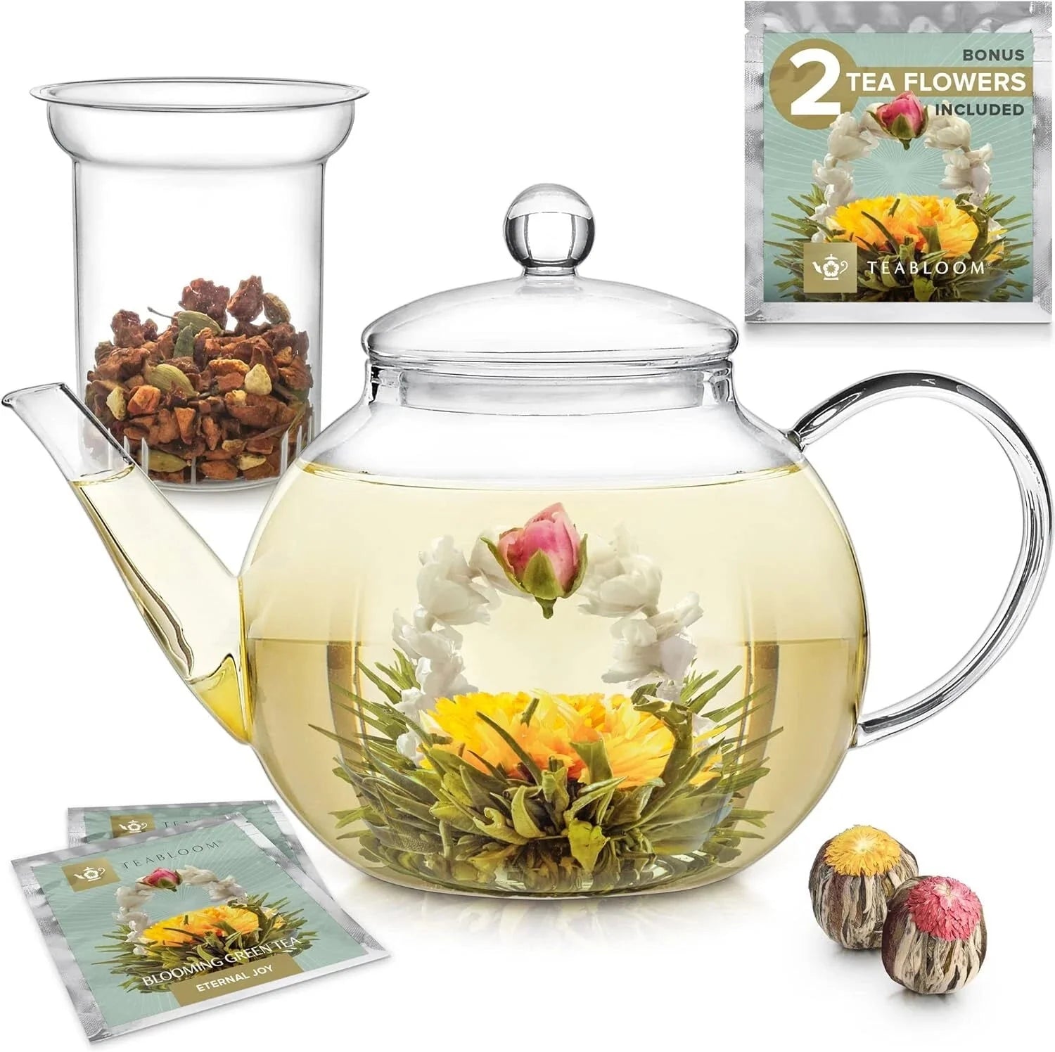 Heatproof Borosilicate Glass Teapot (34 OZ) Removable Loose Tea Glass Infuser 07FC0E-D4 - KOEEK [1]