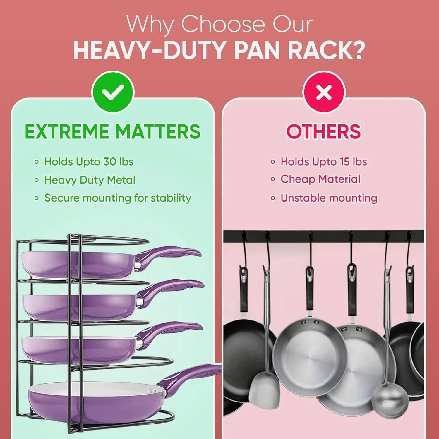 Heavy Duty Pot & Pan Organizer | 5 Tier Cookware & Lid Organizer | Black 07FC0E-D4 - KOEEK [3]