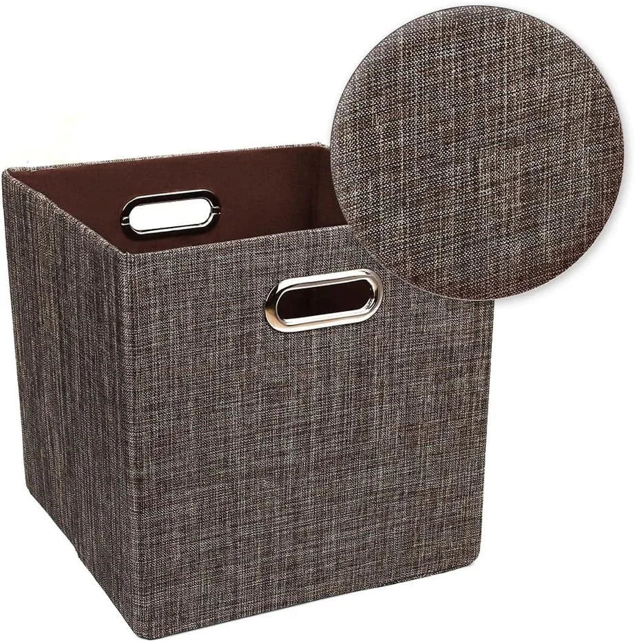 Heavy-duty fabric drawers, 11 x 11 inches, set of 4, brown 07FC0E-D4 - KOEEK [3]