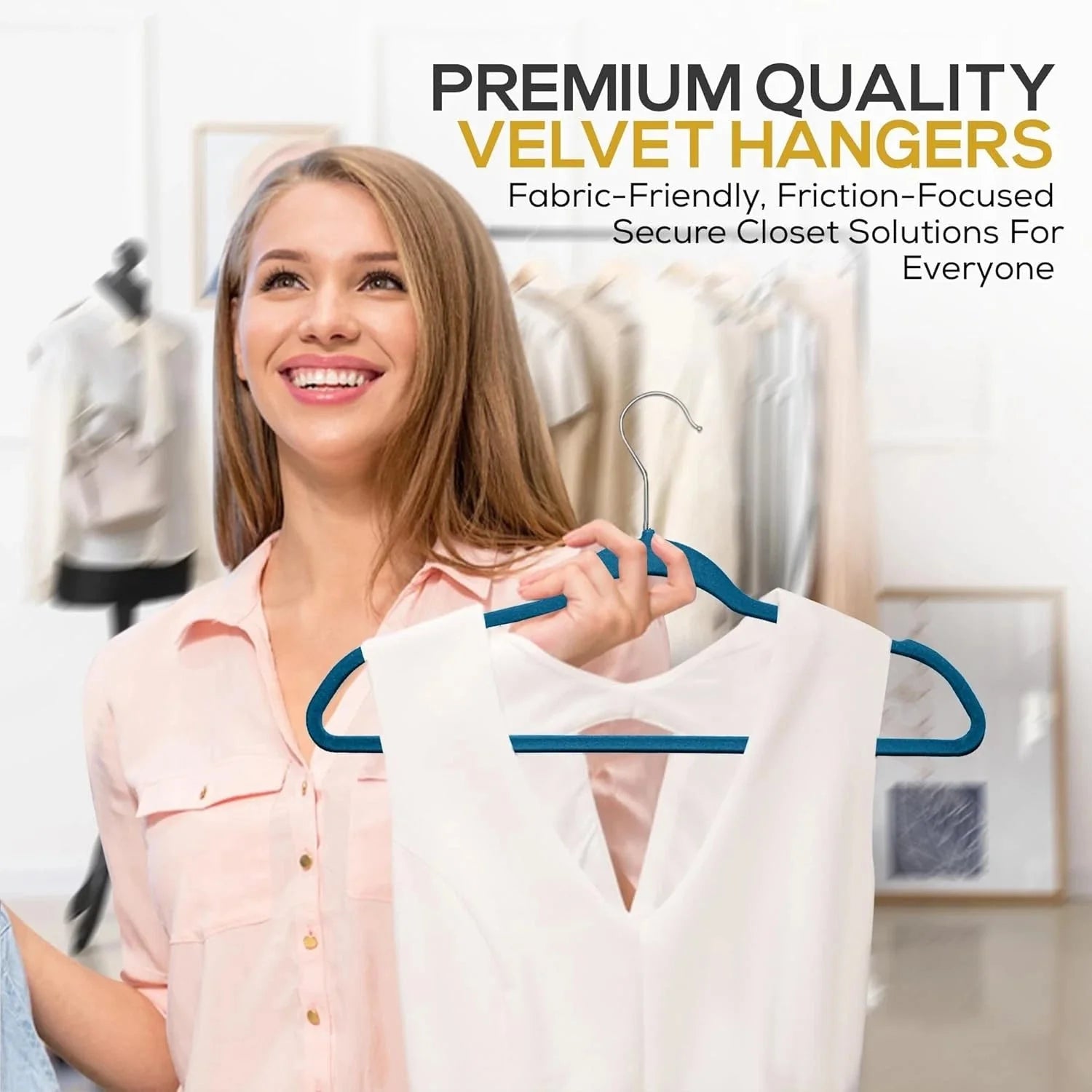 High-end velvet clothes hangers, pack of 50, ultra-thin non-slip adult felt 07FC0E-D4 - KOEEK [5]
