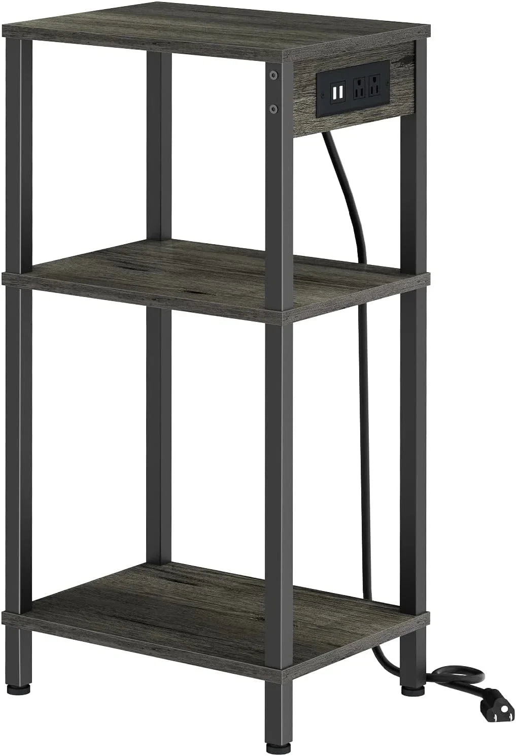 High-leg bedside table with charging station, three-tier small side table 07FC0E-D4 - KOEEK [1]
