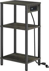 High-leg bedside table with charging station, three-tier small side table 07FC0E-D4 - KOEEK [1]