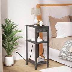 High-leg bedside table with charging station, three-tier small side table 07FC0E-D4 - KOEEK [2]