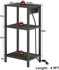 High-leg bedside table with charging station, three-tier small side table 07FC0E-D4 - KOEEK [3]