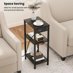 High-leg bedside table with charging station, three-tier small side table 07FC0E-D4 - KOEEK [4]