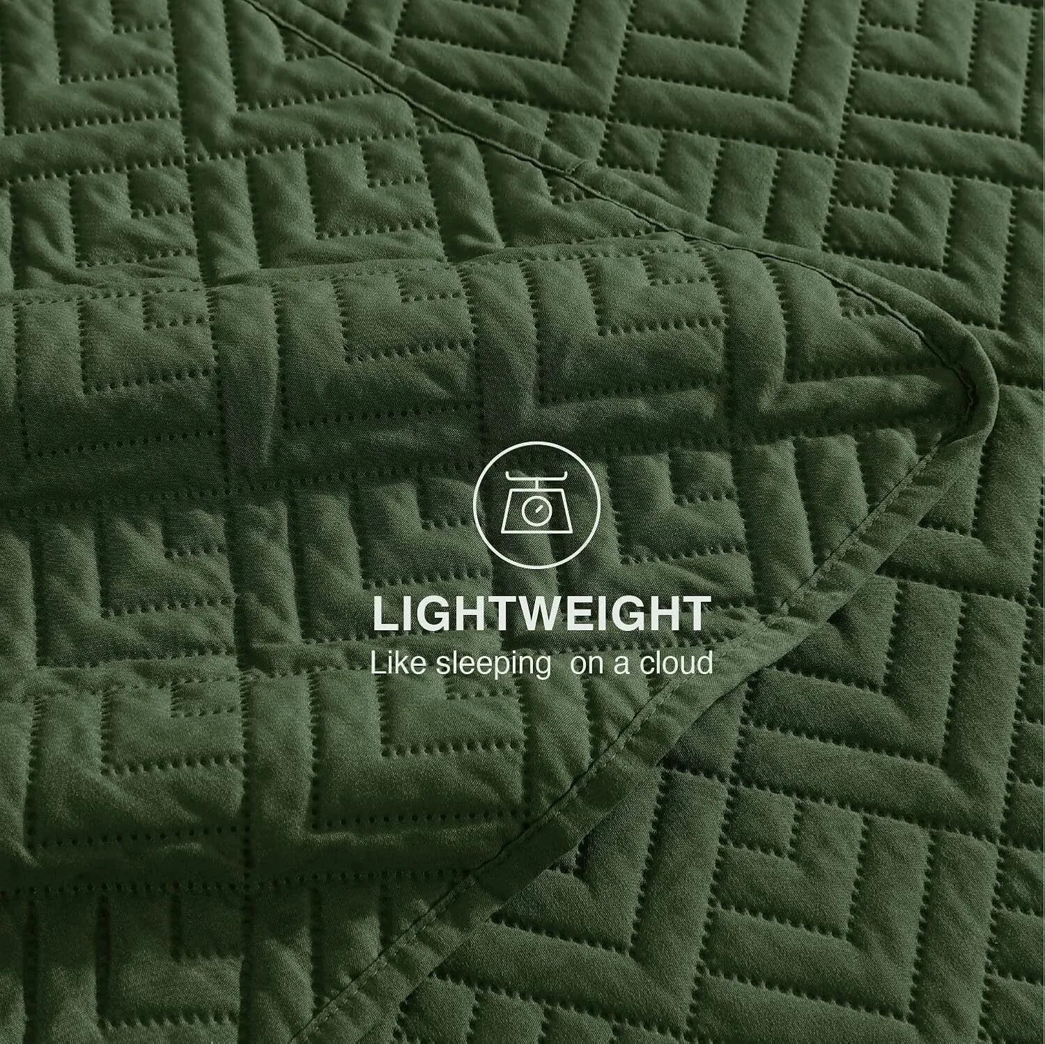 Home Quilt Set Full Queen Size Olive Green 3 Piece,Lightweight Soft Coverlet 07FC0E-D4 - KOEEK [5]