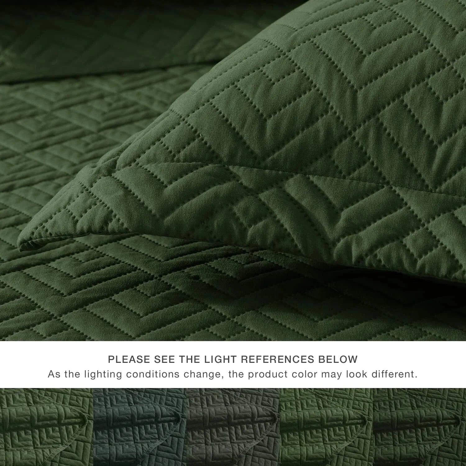 Home Quilt Set Full Queen Size Olive Green 3 Piece,Lightweight Soft Coverlet 07FC0E-D4 - KOEEK [6]