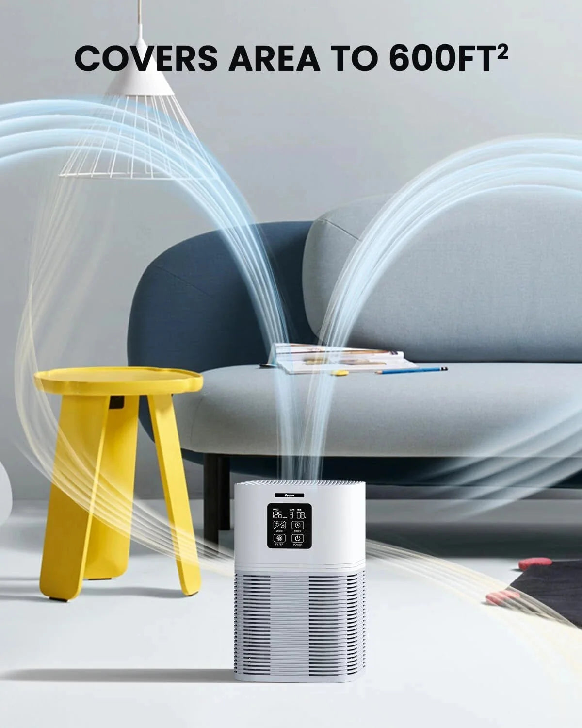 Home air purifier with 6 timers forsilent cleaning of pet dander and wildfires. 07FC0E-D4 - KOEEK [5]