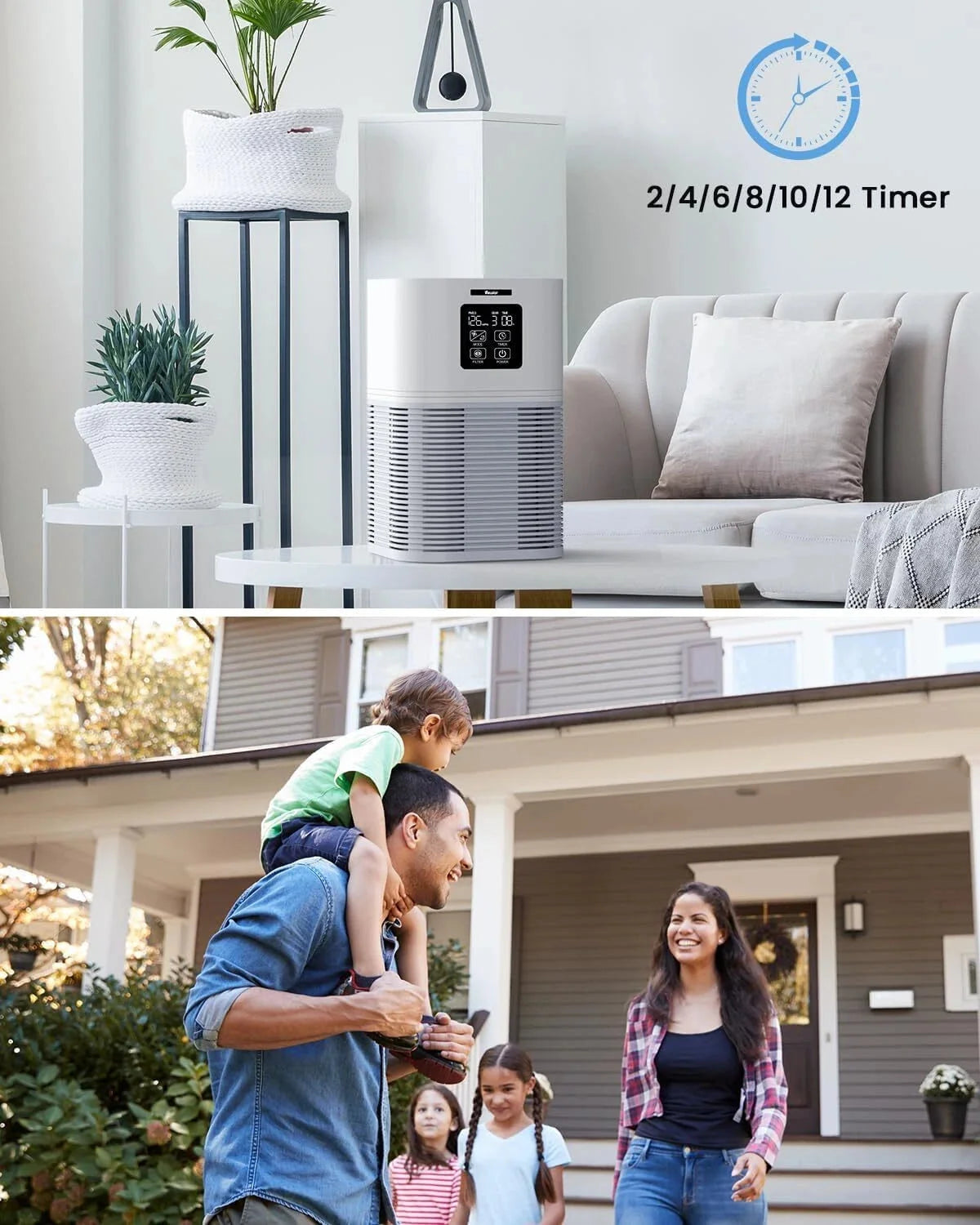 Home air purifier with 6 timers forsilent cleaning of pet dander and wildfires. 07FC0E-D4 - KOEEK [8]
