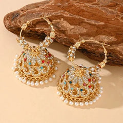 Indian Style Phoenix Pearl Earrings Full Crystal Vintage Jewelry 07FC0E-D4 - KOEEK [1]