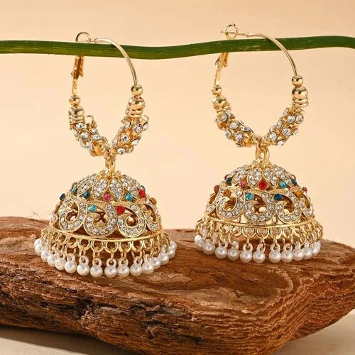 Indian Style Phoenix Pearl Earrings Full Crystal Vintage Jewelry 07FC0E-D4 - KOEEK [3]