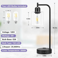 Industrial Touch Table Lamps for Bedrooms Set of 2 - 3-Way Dimmable Nightstand 07FC0E-D4 - KOEEK [4]