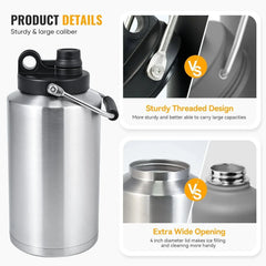 Insulated Gallon Jug with Handle, One Gallon, 128 oz Stainless Steel 07FC0E-D4 - KOEEK [4]