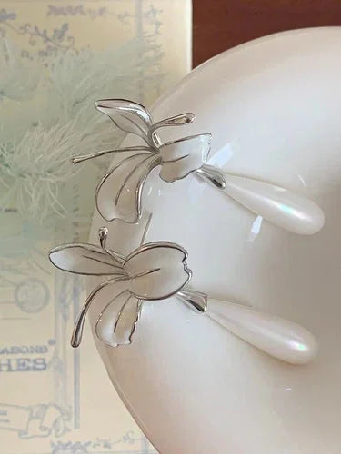 Iris Flower Drop Earrings Water Shape Studs Elegant Fashion Jewelry for Women 07FC0E-D4 - KOEEK [3]