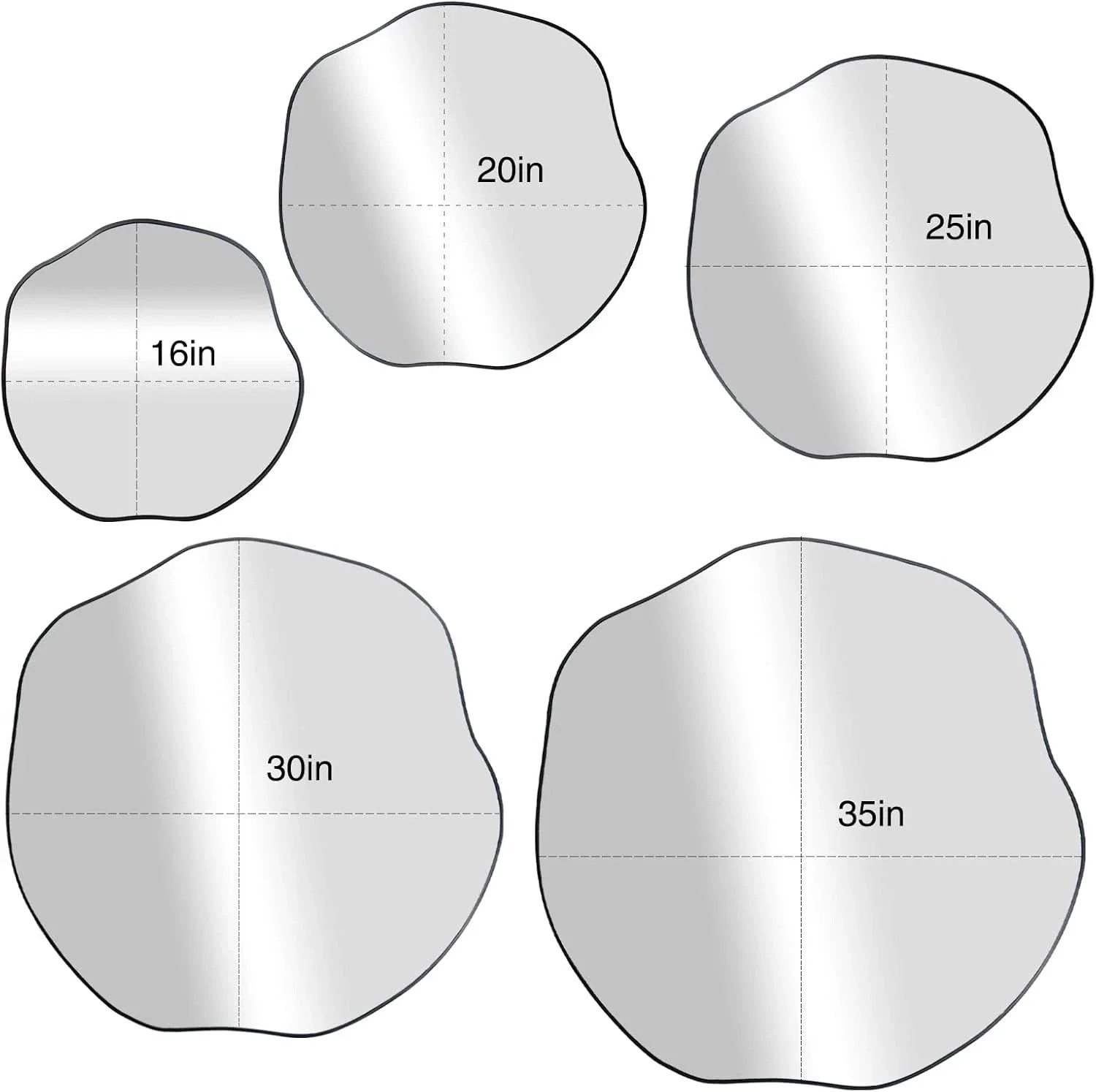 Irregular Shaped Mirror, 16" Asymmetrical Mirrors, Modern Scalloped Round Mirror 07FC0E-D4 - KOEEK [6]