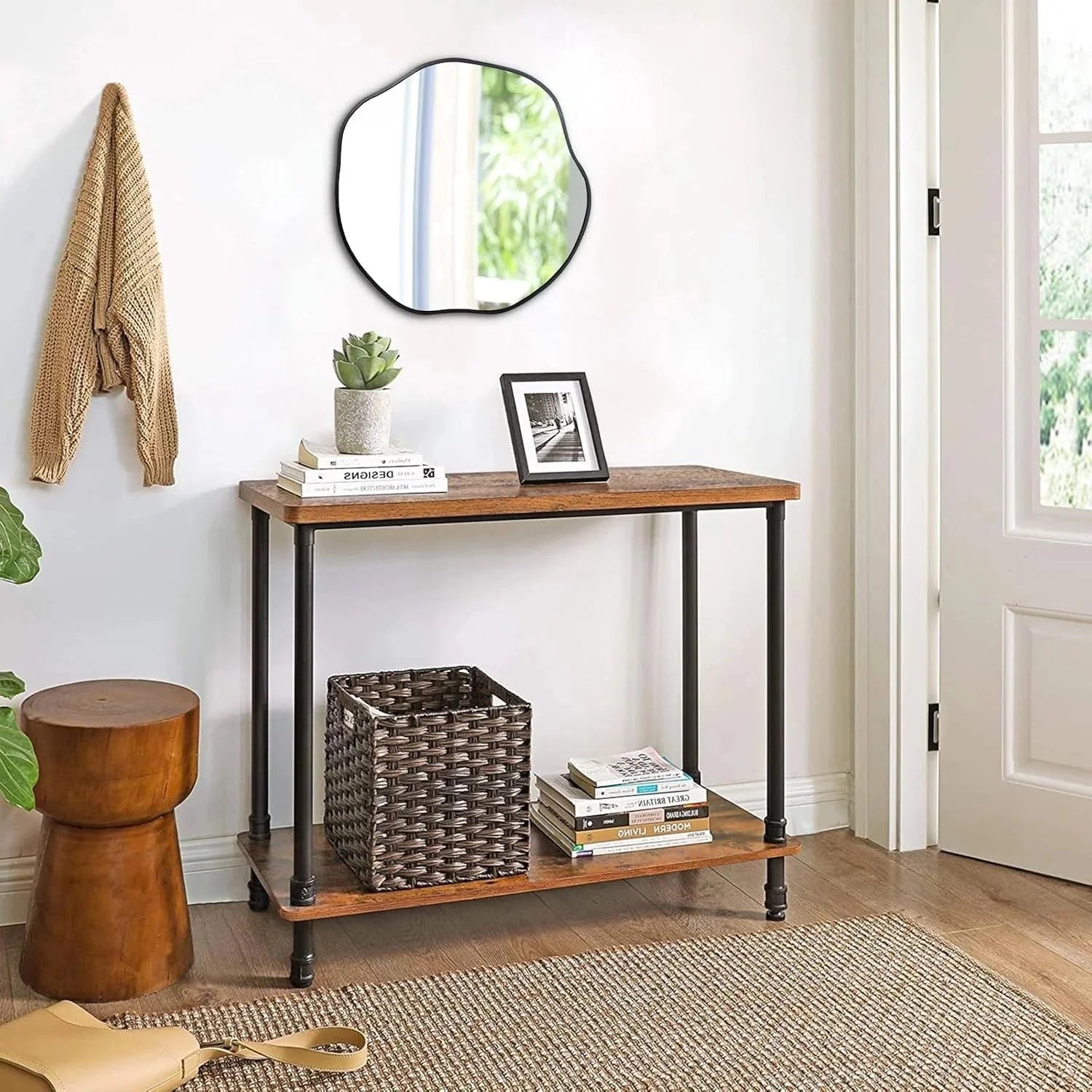 Irregular Shaped Mirror, 16" Asymmetrical Mirrors, Modern Scalloped Round Mirror 07FC0E-D4 - KOEEK [7]