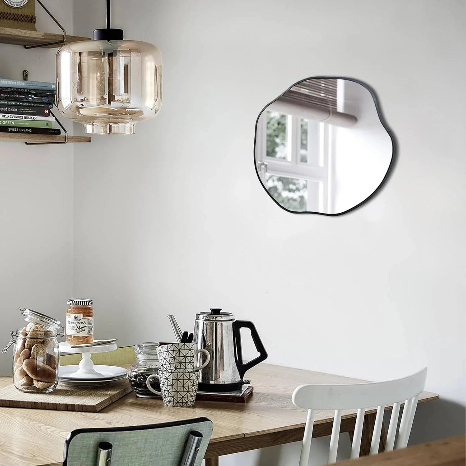 Irregular Shaped Mirror, 16" Asymmetrical Mirrors, Modern Scalloped Round Mirror 07FC0E-D4 - KOEEK [8]