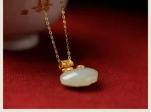 Jade Koi Pendant Necklace Womens Longevity Lock Chinese Style Gift 07FC0E-D4 - KOEEK [6]