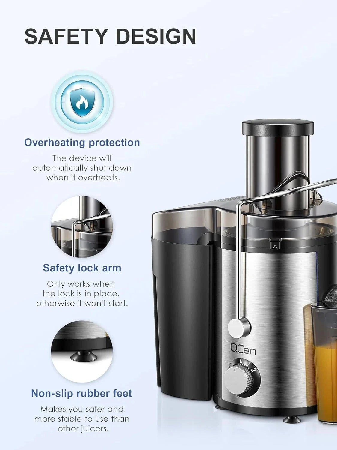 Juice Extractor, 800 Watt Centrifugal Juice Extractor, Stainless Steel, BPA-Free 07FC0E-D4 - KOEEK [6]