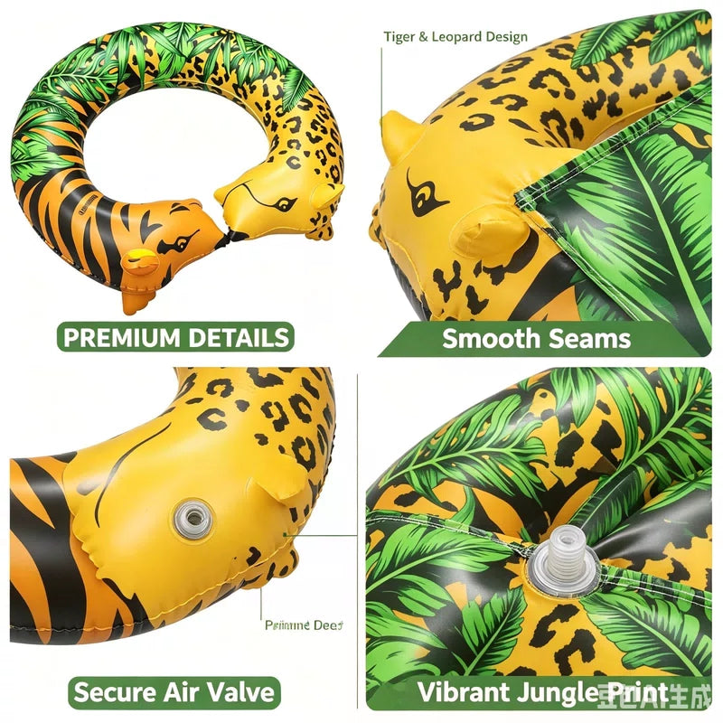 Jungle Print Inflatable Swim Tube 43x35 Heavy Duty Pool Float for Adults & Teens 07FC0E-D4 - KOEEK [3]