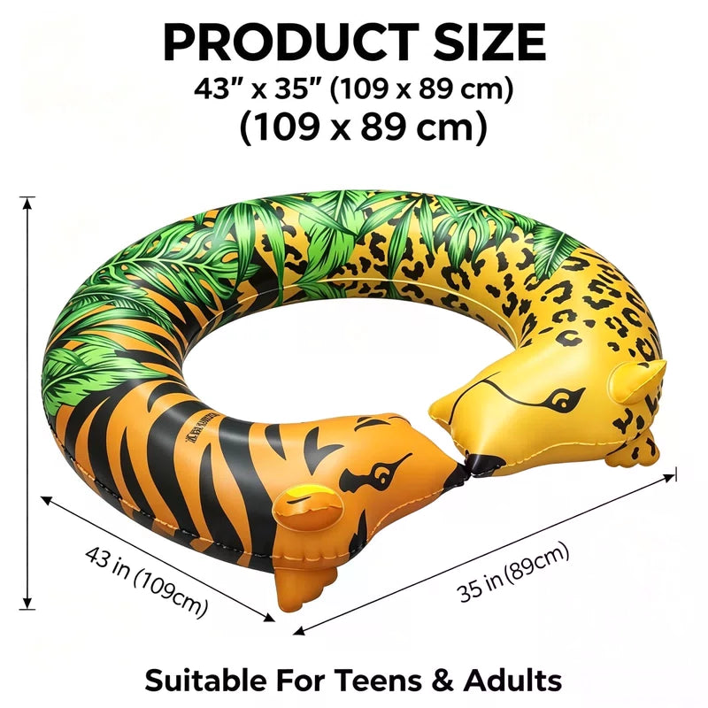 Jungle Print Inflatable Swim Tube 43x35 Heavy Duty Pool Float for Adults & Teens 07FC0E-D4 - KOEEK [4]