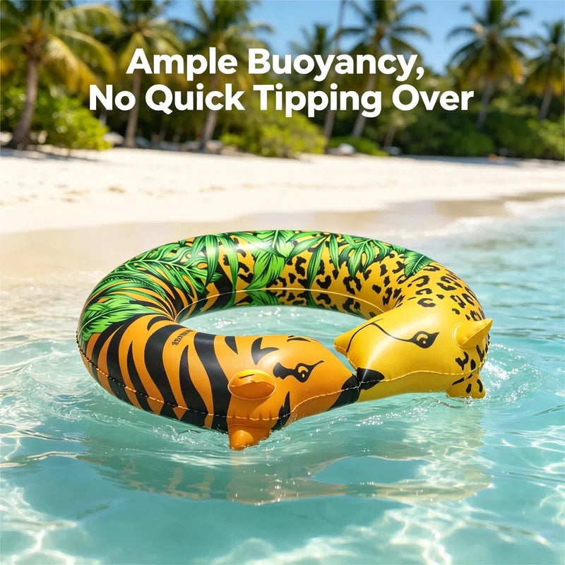 Jungle Print Inflatable Swim Tube 43x35 Heavy Duty Pool Float for Adults & Teens 07FC0E-D4 - KOEEK [7]