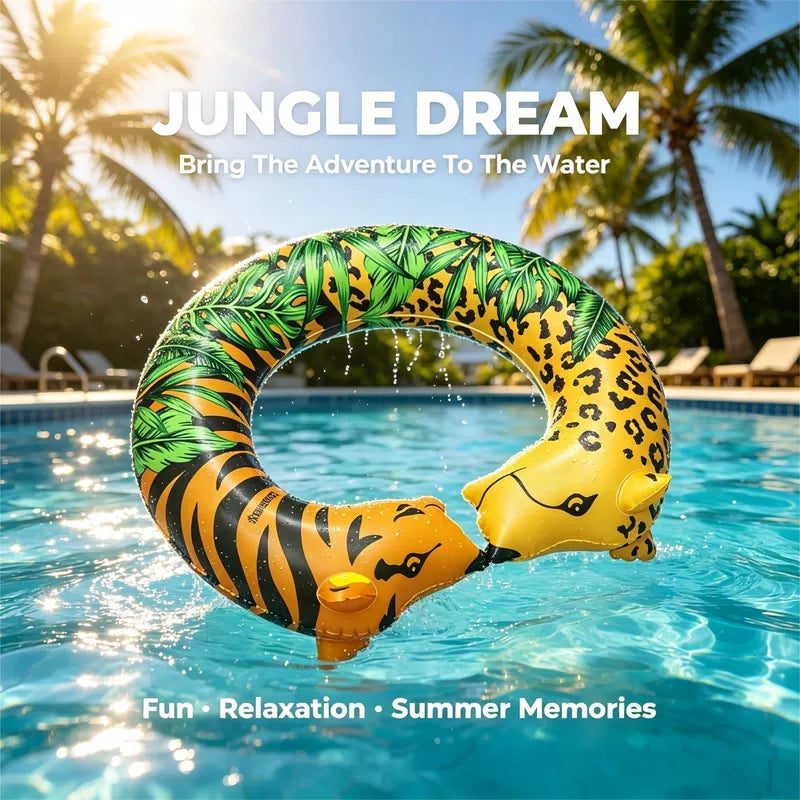 Jungle Print Inflatable Swim Tube 43x35 Heavy Duty Pool Float for Adults & Teens 07FC0E-D4 - KOEEK [8]
