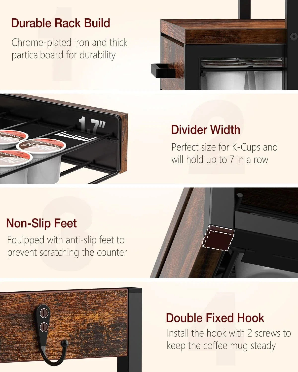 K-Cup Coffee Pod Drawer, 35 Pod Organizer with Cup Holder 07FC0E-D4 - KOEEK [6]