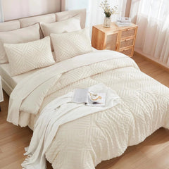 King Beige Pocket Bed - 7 Piece, Tufted Lightweight Fluffy Bed Set 07FC0E-D4 - KOEEK [2]