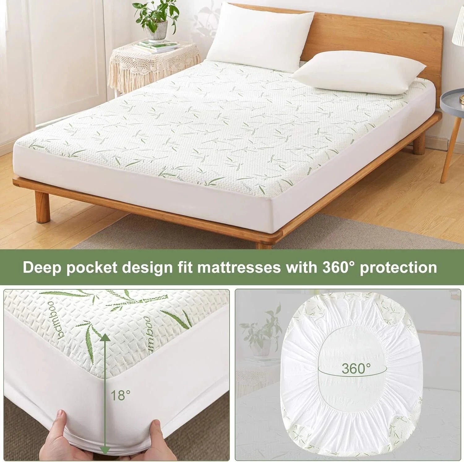 King Size Waterproof Mattress Protector, Rayon Mattress Cover 07FC0E-D4 - KOEEK [6]