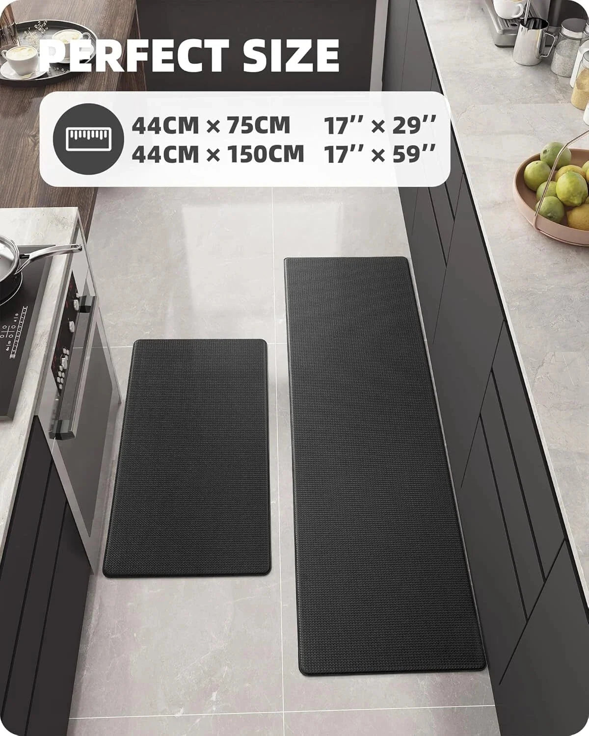 Kitchen Rugs, Kitchen Rug Set 2 Piece, Non-Slip Waterproof Kitchen Rugs 07FC0E-D4 - KOEEK [7]