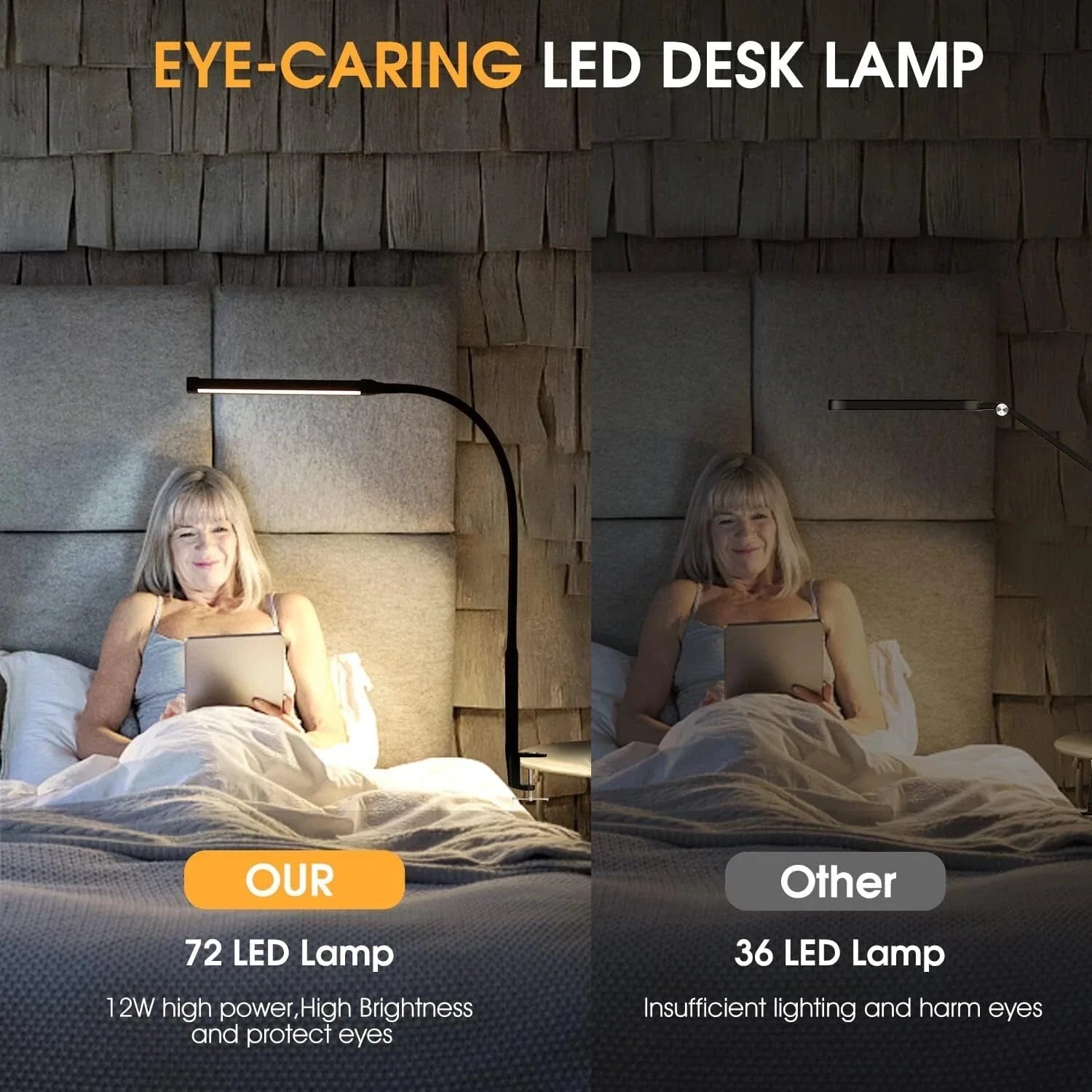 LED Desk lamp with Clamp, Eye-Caring Clip on Lights for Home Office, 3 Modes 10 07FC0E-D4 - KOEEK [5]