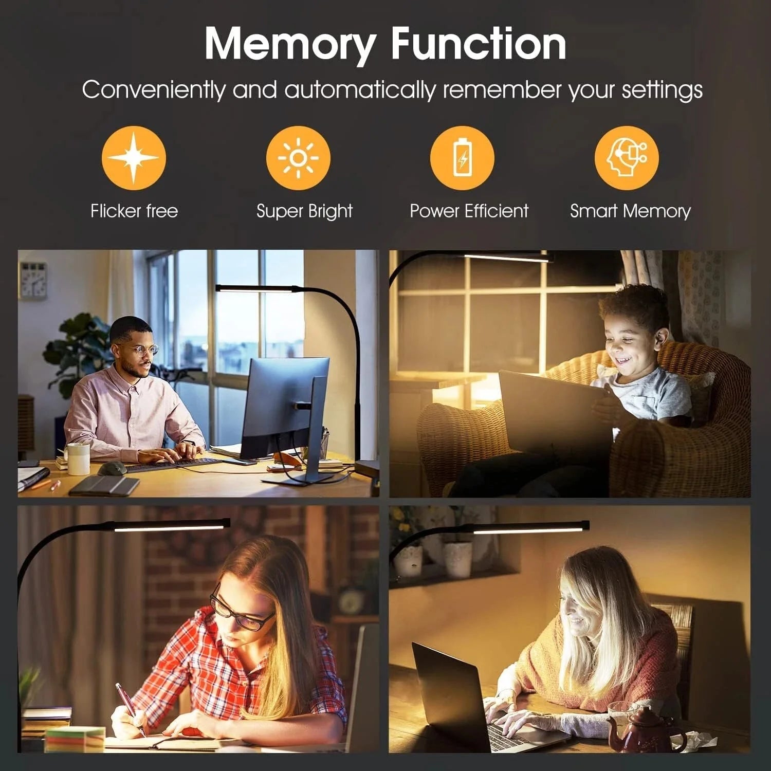 LED Desk lamp with Clamp, Eye-Caring Clip on Lights for Home Office, 3 Modes 10 07FC0E-D4 - KOEEK [6]