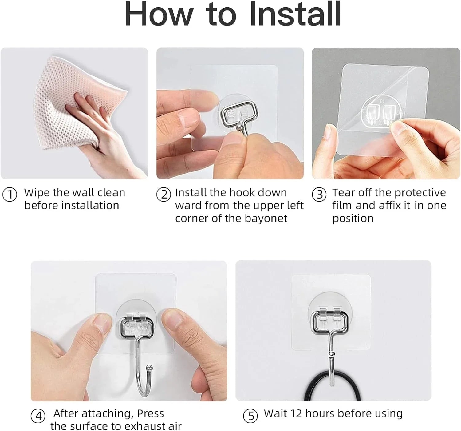 Large Adhesive Hooks for Hanging Heavy-Duty 44Ib(Max) 20 Packs, Wall Hangers 07FC0E-D4 - KOEEK [8]