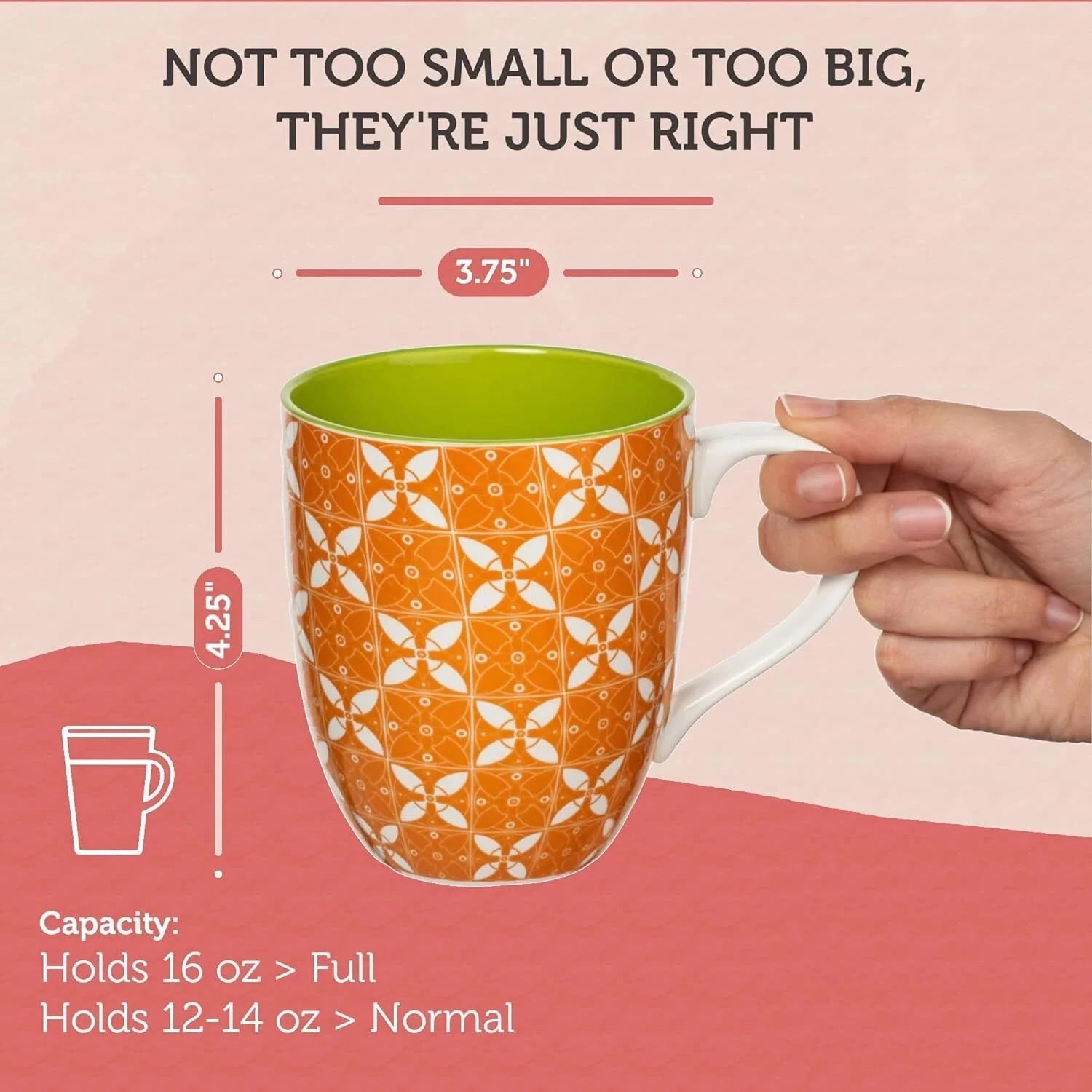 Large Coffee Mug Set of 6 - Porcelain Cups for Women or Men - Microwave 07FC0E-D4 - KOEEK [6]