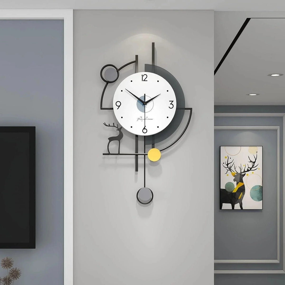 Large Wall Clocks for Living Room Decor Modern Pendulum Wall Clock Silent 07FC0E-D4 - KOEEK [1]