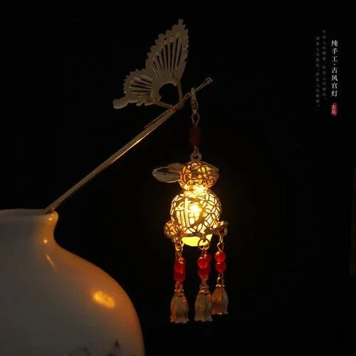 Light Up Lantern Hair Stick Chinese Style Hanfu Hairpin Vintage 07FC0E-D4 - KOEEK [1]
