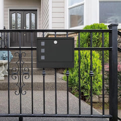 Locking Wall Mount Mailbox withThree Mailbox Number StickersLarge Capacity,Black 07FC0E-D4 - KOEEK [2]
