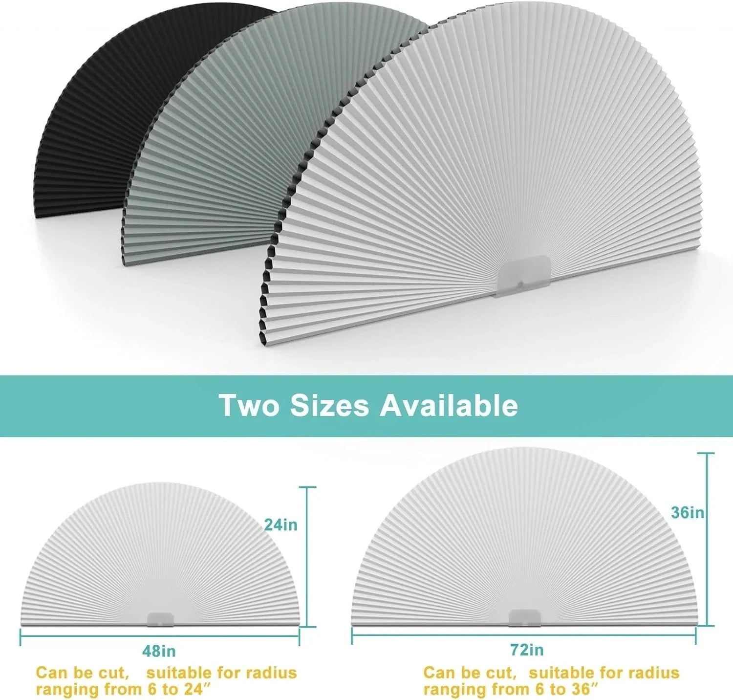 Long blackout arched curtain, blackout type, half-moon shape (radius: 24 inches) 07FC0E-D4 - KOEEK [3]