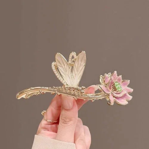 Lotus Hair Claw Chinese Vintage Style Retro Hanfu Elegant Hair Accessory 07FC0E-D4 - KOEEK [2]