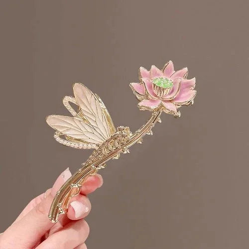 Lotus Hair Claw Chinese Vintage Style Retro Hanfu Elegant Hair Accessory 07FC0E-D4 - KOEEK [3]