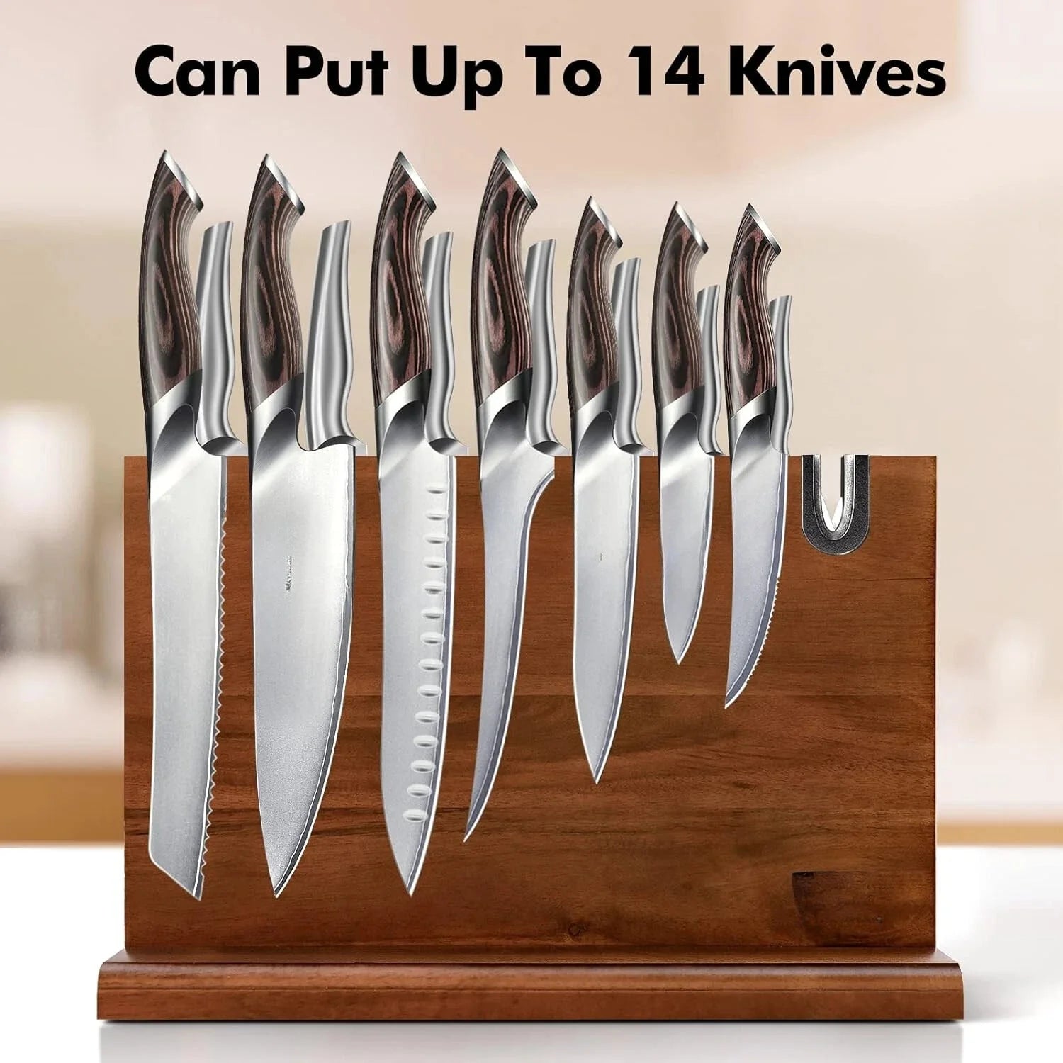 Magnetic Knife Block 14 x 10 inches, Double Sided Magnetic for Kitchen Counters 07FC0E-D4 - KOEEK [6]