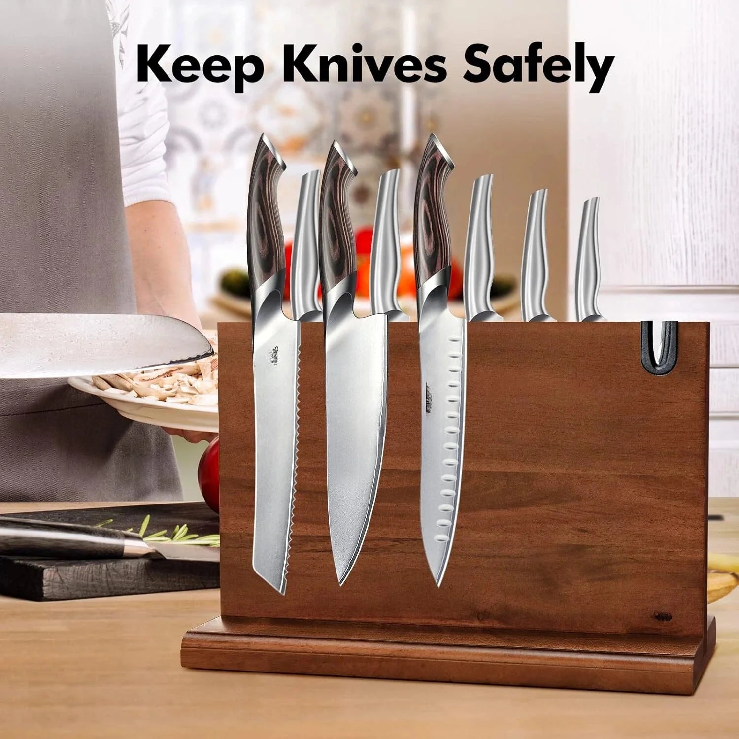 Magnetic Knife Block 14 x 10 inches, Double Sided Magnetic for Kitchen Counters 07FC0E-D4 - KOEEK [7]